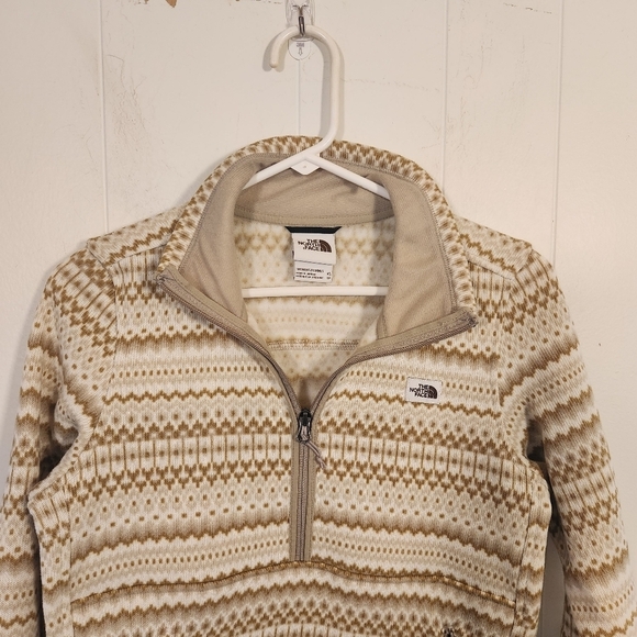 The North Face Fair Isle 1/4 Zip Pullover Size XS Tan Cream Print - Picture 4 of 14